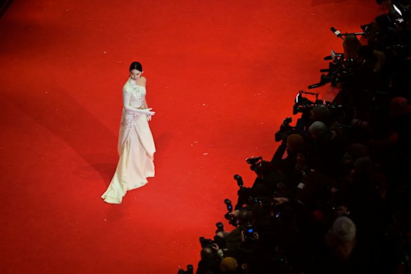 Actress and jury member Fan Bingbing poses for photographers upon arrival at the opening of the International Film Festival, Berlinale, in Berlin.