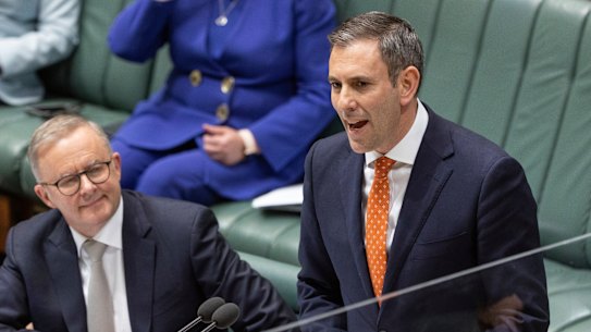 Anthony Albanese and Jim Chalmers in their first question time as PM and Treasurer. Chalmers will deliver an update on key economic forecasts on Thursday.