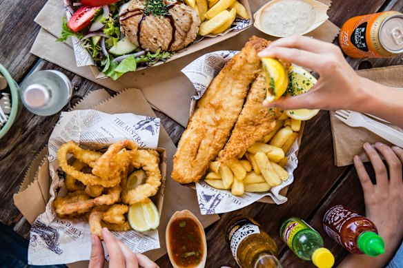 Feast on fish and chips at Woy Woy Fisherman’s Wharf.