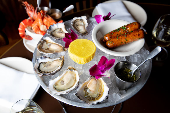 Sydney rock oysters, nuoc cham and ginger chipolatas at Clam Bar.