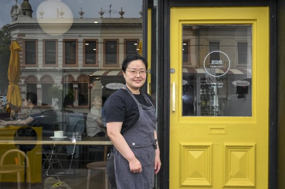 Owner chef Eun Hee An outside the new Moon Mart cafe in South Melbourne.
