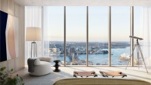 Render of interior of a luxury apartment inside Lendlease’s One Sydney Harbour.