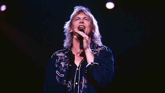 John Farnham singing Chain Reaction during a concert in 1990.