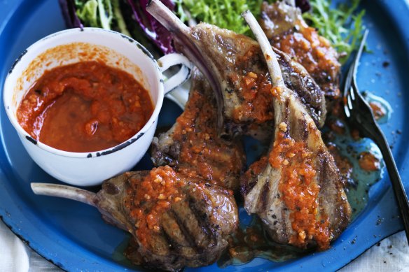 Neil Perry’s grilled autumn lamb with romesco.
