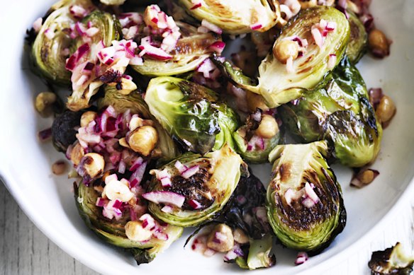 Neil Perry’s roast brussels sprouts with hazelnuts.