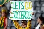 An Australian fan holds up a sign at the March qualifying match against Lebanon in Sydney.