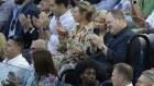 Bevan Slattery, phone in hand, at the Australian Open men’s final in January.
