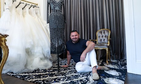 Dress designer Steven Kahlil in his Paddington, Sydney studio showcasing his new rug line. 