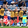 The Western Force celebrate during their win over the Waratahs.
