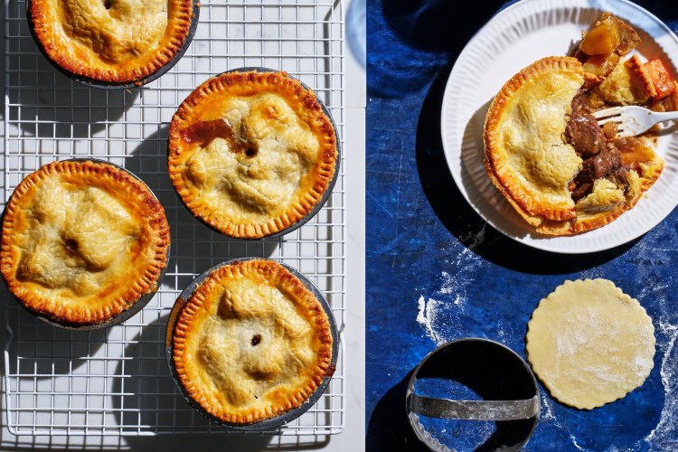 Curtis Stone’s pies filled with Irish beef and Guinness stew.