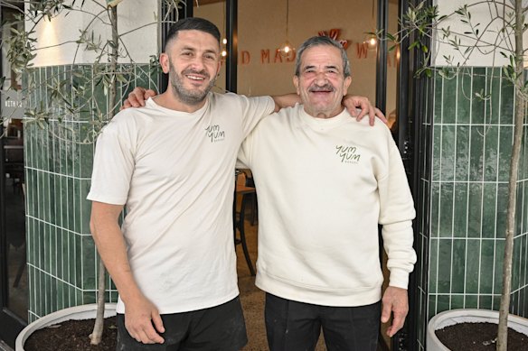 Yum Yum Bakery owner Najib Haddad with father and founder Toufic Haddad at the new venue in Concord.