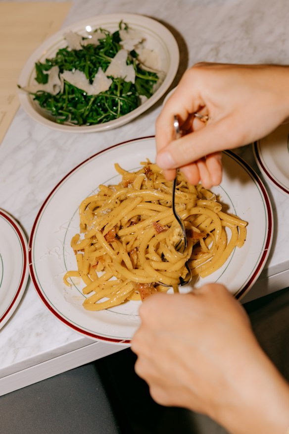 Simple pastas, such as carbonara, will change from month to month.