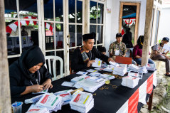 Election workers in West Java.
