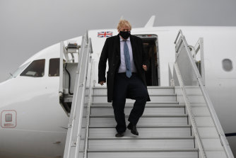 British Prime Minister Boris Johnson arrives in Warsaw for talks with the Polish President on Thursday.