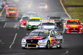 Jamie Whincup behind the wheel for Red Bull Holden Racing at Sandown last year. 
