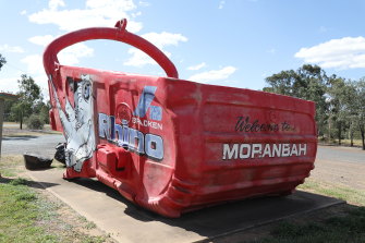 Moranbah’s “Big Red Bucket” stands more than six metres high and weighs 42 tonnes. 