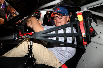 Scott Morrison was taking a trip around Mt Panorama as Labor accused him of being addicted to gimmicks.