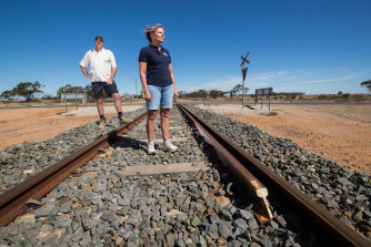 Christine Plant and Brian Barry jnr rely predominantly on trucks to haul their grain, but say they would consider using rail if it was standardised and affordable.