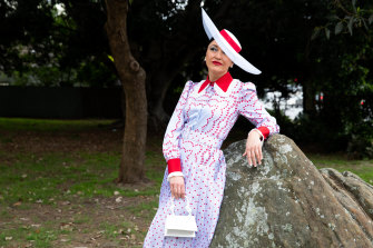 NSW Fashions On Your Front Lawn finalist Viera Macikova wearing her winning outfit.