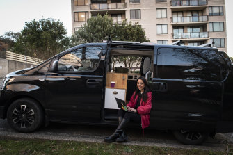 Millennial Demi Kotsoris, working from her van in Bondi, says her generation is one in limbo.