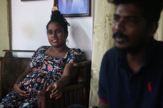 Yenuki Shenaya Bandara (left), who is six months pregnant, and her husband Araganthan Pradeep (right) who was on the boat.