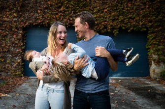 Kristy and Andrew Pownall with their children, Noah, 2 and Grace, who were both conceived through IVF.