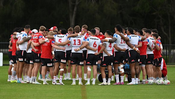 The Dragons at training on Wednesday.
