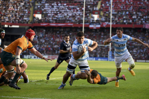 Joaquin Oviedo goes over for another try for the Pumas