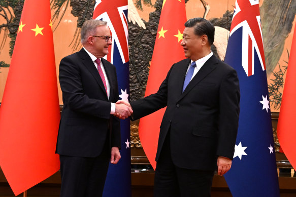 Prime Minister Anthony Albanese and Chinese President Xi Jinping during a meeting in Beijing in November.