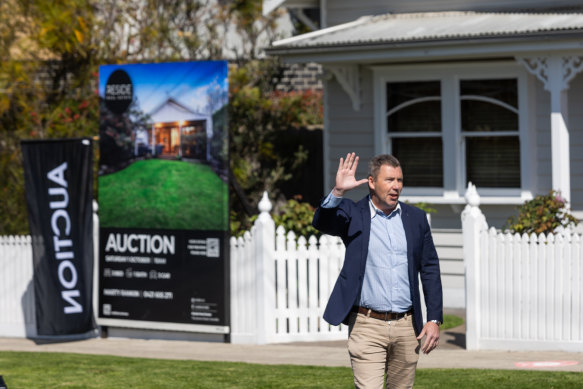 Auctioneer Terry Fitzpatrick was met with silence when he asked for an opening offer for the West Footscray home.