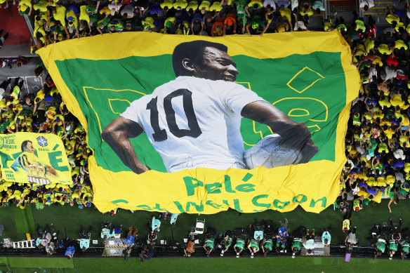 Another Pele tribute in the stands in Doha.