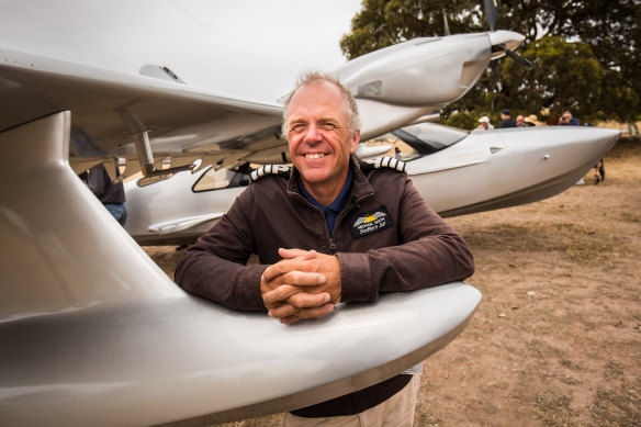 It's good to be home: Michael Smith landed on his property at Little River after re-tracing the route of the 1919 Great Air Race.