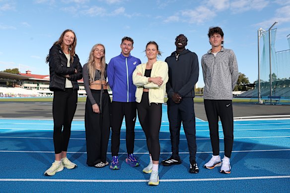 Australian high-jumper Nicola Olyslagers, British middle distance runner Georgia Hunter Bell, Paralympian Reece Langdon, pole vaulter Nina Kennedy, sprinter Gout Gout and middle distance runner Cameron Myers.