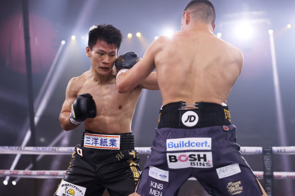 Tim Tszyu and Takeshi Inoue exchange punches.