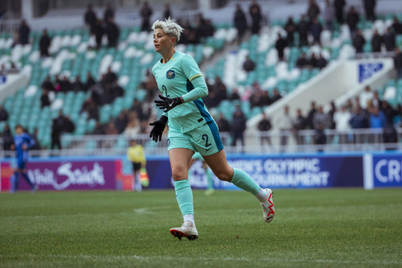 Michelle Heyman scored the opening goal for Australia against Uzbekistan.