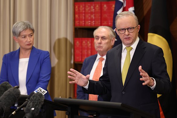 Anthony Albanese called for “buying Australian” as tariffs are set to come into effect.
