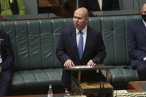 Treasurer Josh Frydenberg during the Budget speech.