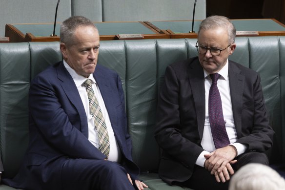 Former Labor leader Bill Shorten and Prime Minister Anthony Albanese.