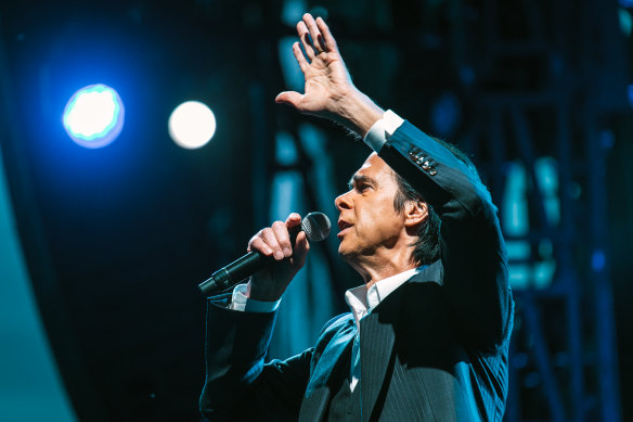 Nick Cave performing at Hanging Rock in November.