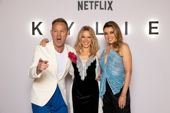 Jason Donovan, Kylie Minogue and Dannii Minogue at the launch of Kylie in London, May 18.