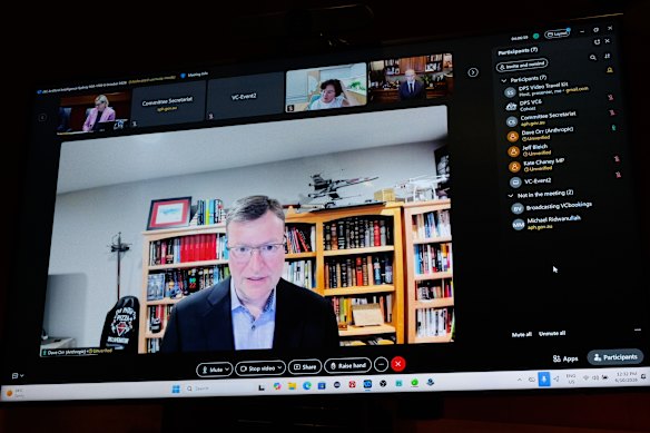 Dave Orr, head of Safeguards at Anthropic, during a federal parliamentary AI inquiry at State Parliament House on October 6.