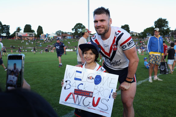 Crichton posed for photos and signed autographs for fans after the game at Henson Park.