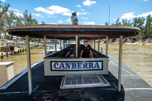 Skipper Richard Berthaume aboard the PS Canberra. 