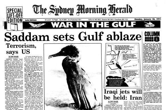 Front cover of The Sydney Morning Herald on January 28, 1991