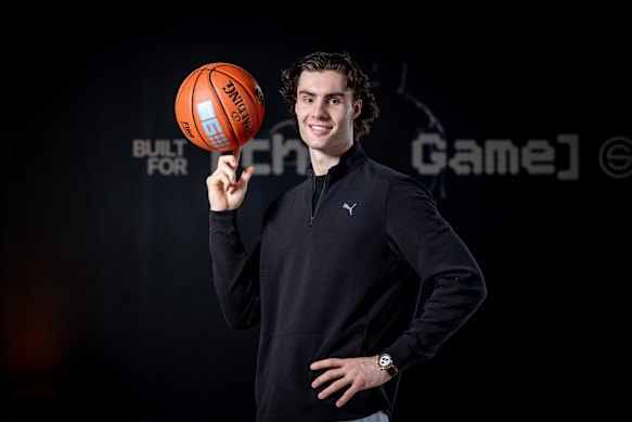 Back in town: Bulls star Josh Giddey talked about missing out on the NBA play-offs once again at his Courtside stadium in Port Melbourne on Wednesday. 