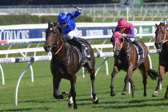 Laburnum, who returns at Rosehill on Saturday, wins the James Carr Stakes last year.