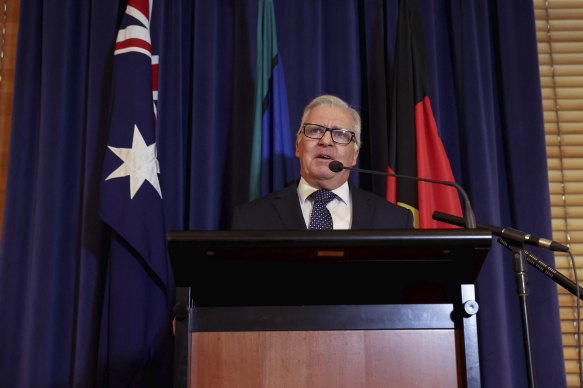 Labor MP Chris Hayes, announcing his retirement from politics in the Labor party room at Parliament House in March.