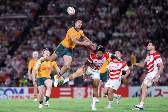 Joseph-Aukuso Suaalii flies high against Japan.