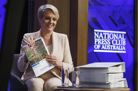 Minister for the Environment and Water Tanya Plibersek during an address to the National Press Club.