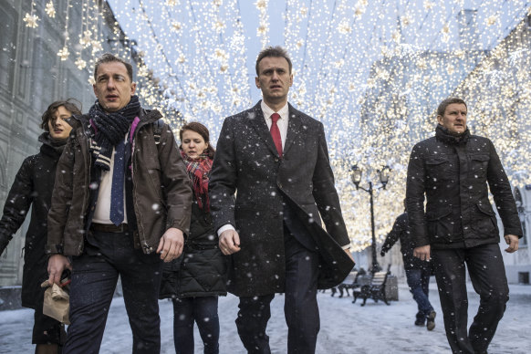 Russian opposition leader Alexei Navalny heads to attend a meeting in Russia’s Central Election commission in Moscow, Russia in December 2017.